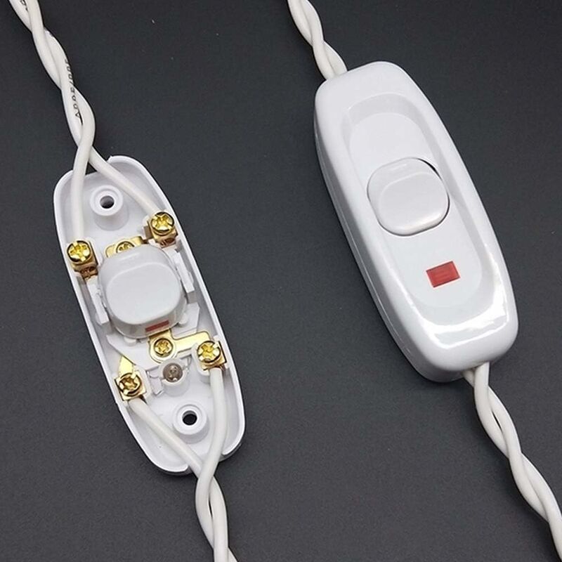 2 pcs Ac 250V 10A Inline On/Off ROcker Switch Desk Lamp Cable Switch With LED Indicator White — image 3
