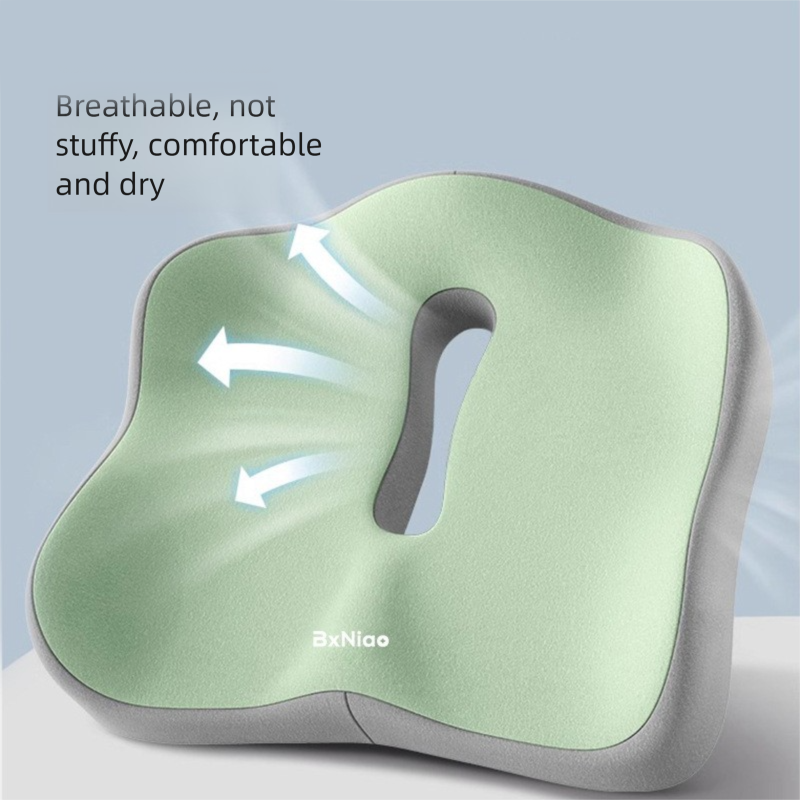 Green and grey two-tone Ergonomic Memory Foam Seat Cushion – Coccyx Relief for Office, Car and Long Sitting — image 2