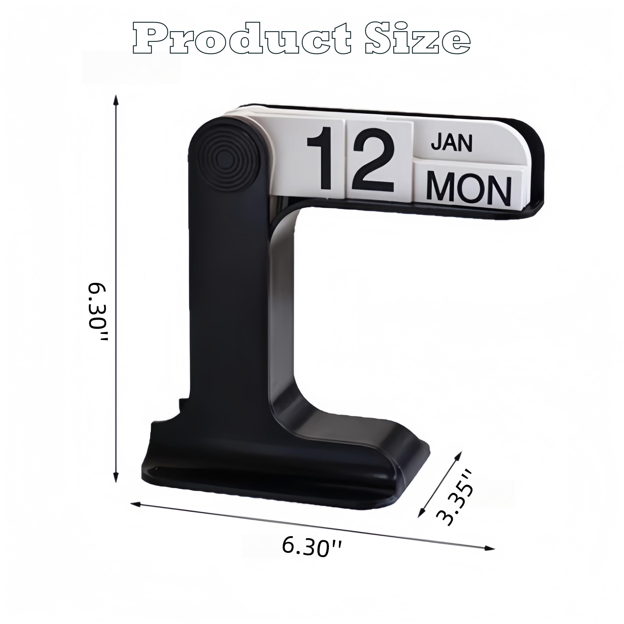 1 Piece Perpetual Desk Calendar with Retro Date Display for Home Offices, Study Desks and Everyday Decorative Organisation, Black — image 2
