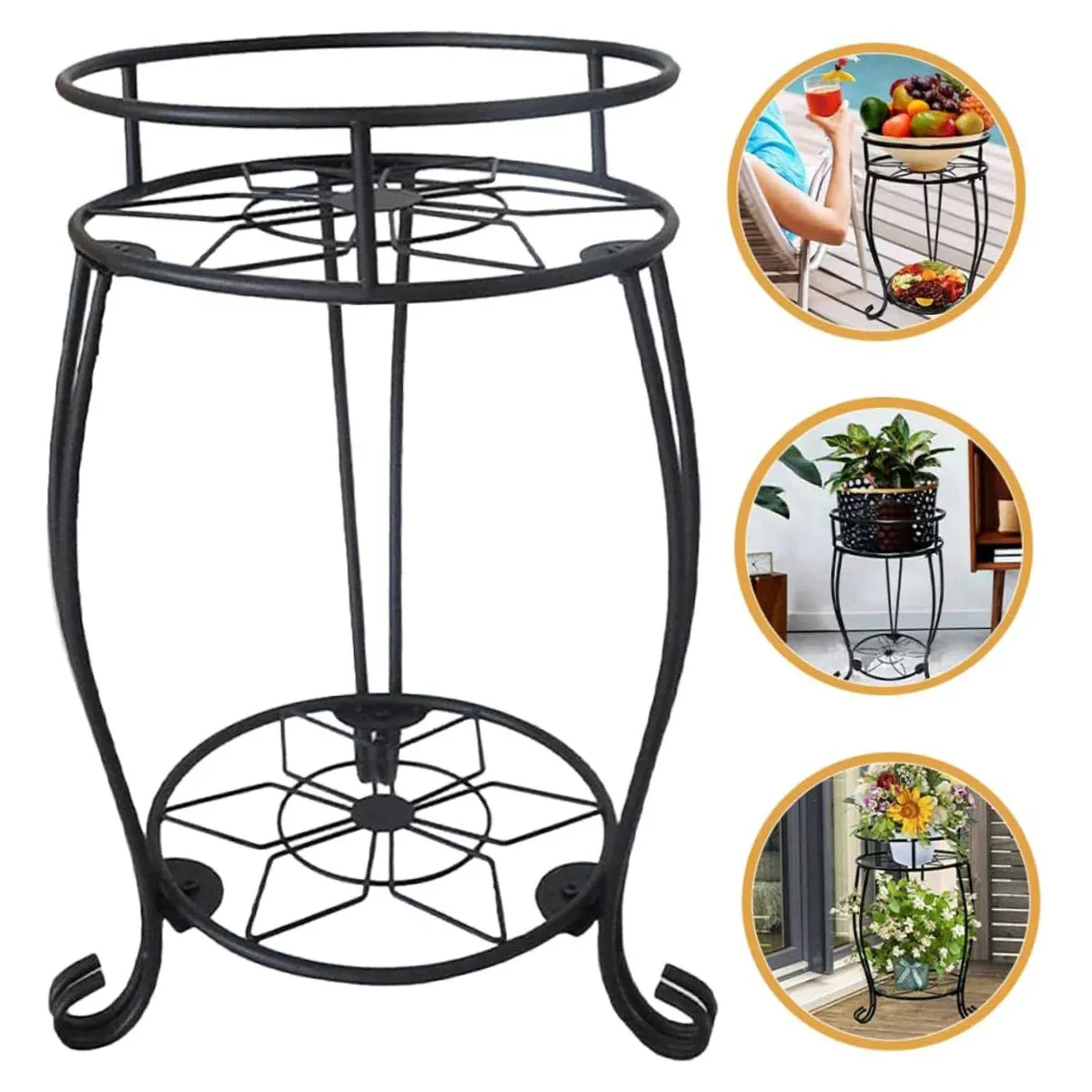 Foldable Plant Stand 2 Tier Metal Flower Shelf for Indoor Outdoor โ image 6