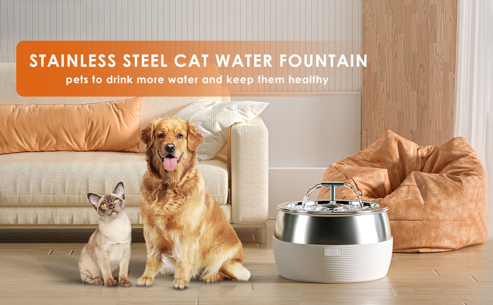 YES4PETS 3L Automatic Electric Pet Water Fountain Dog Cat Stainless Steel Feeder Bowl Dispenser Black — image 2