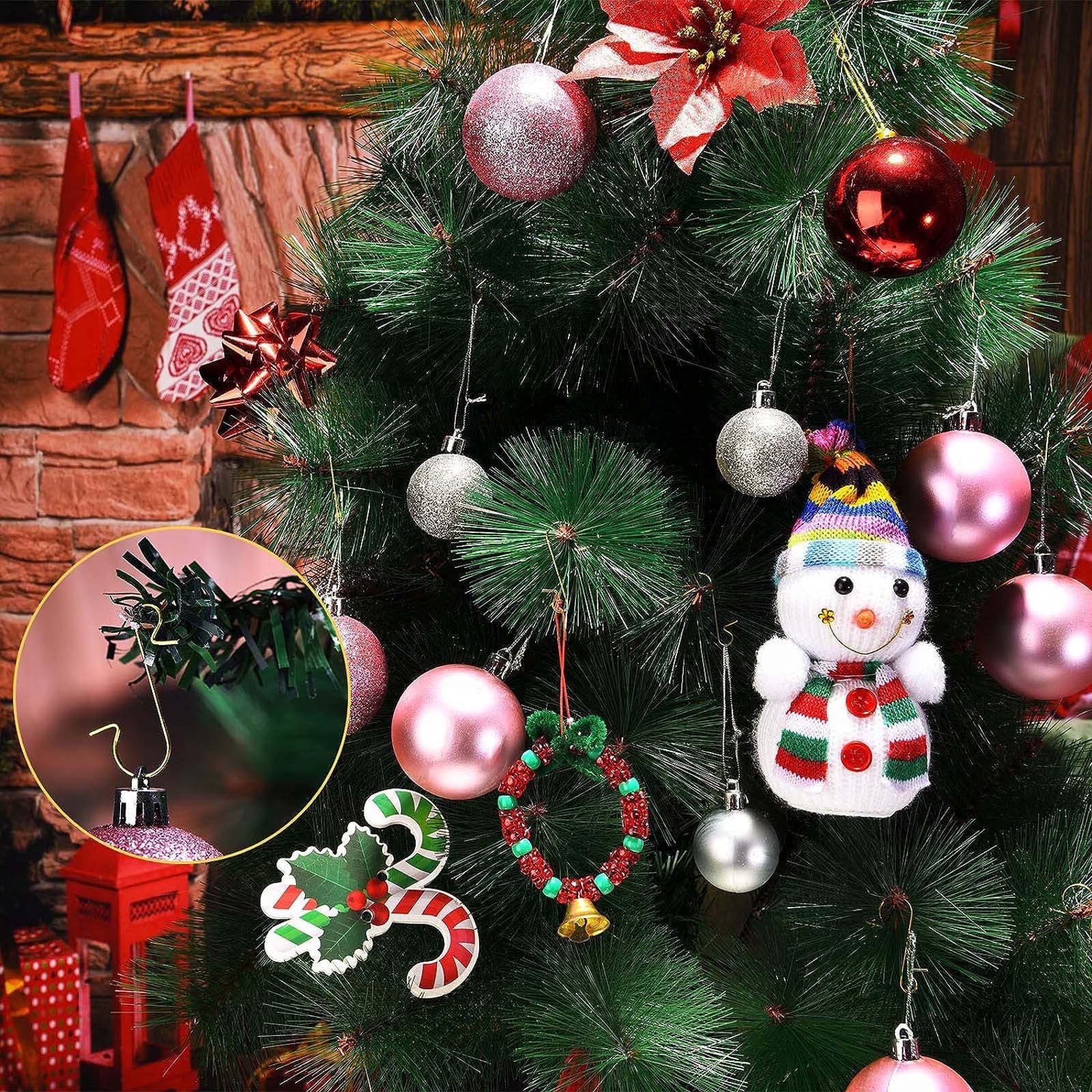 50 Pack Christmas Ornament Hooks 0.47*1.18in Stainless Steel S-Shaped Hangers for Christmas Tree Decoration Christmas Stocking Balls Christmas Ornaments,Gold โ image 5