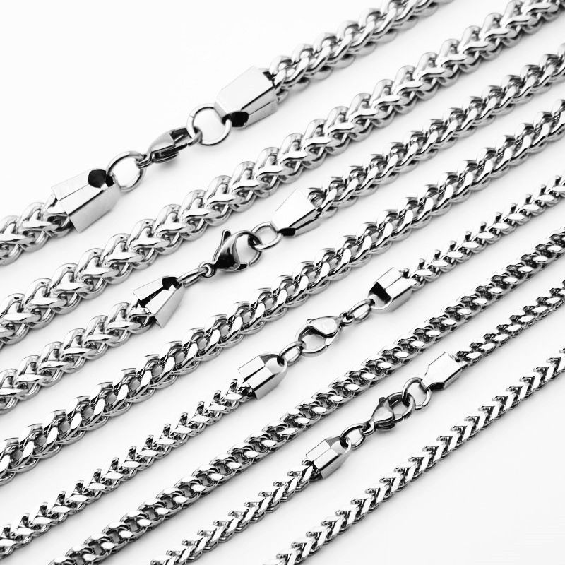 Friends Men Stainless Steel Square Chain Necklace Steel color 3mm-45cm โ image 5