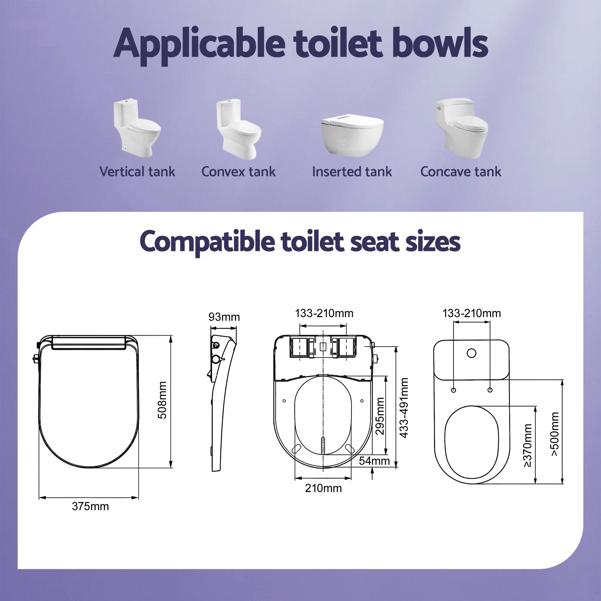 Cefito Electric Bidet Toilet Seat Washing Without Power Heated D-Shape Air Dryer — image 3