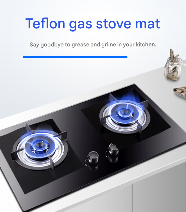 2-Piece Black Reusable Oil-Proof Teflon Stovetop Burner Liners - Cuttable, Non-Stick, Heat-Resistant & Dishwasher Safe Clean Pad — image 2