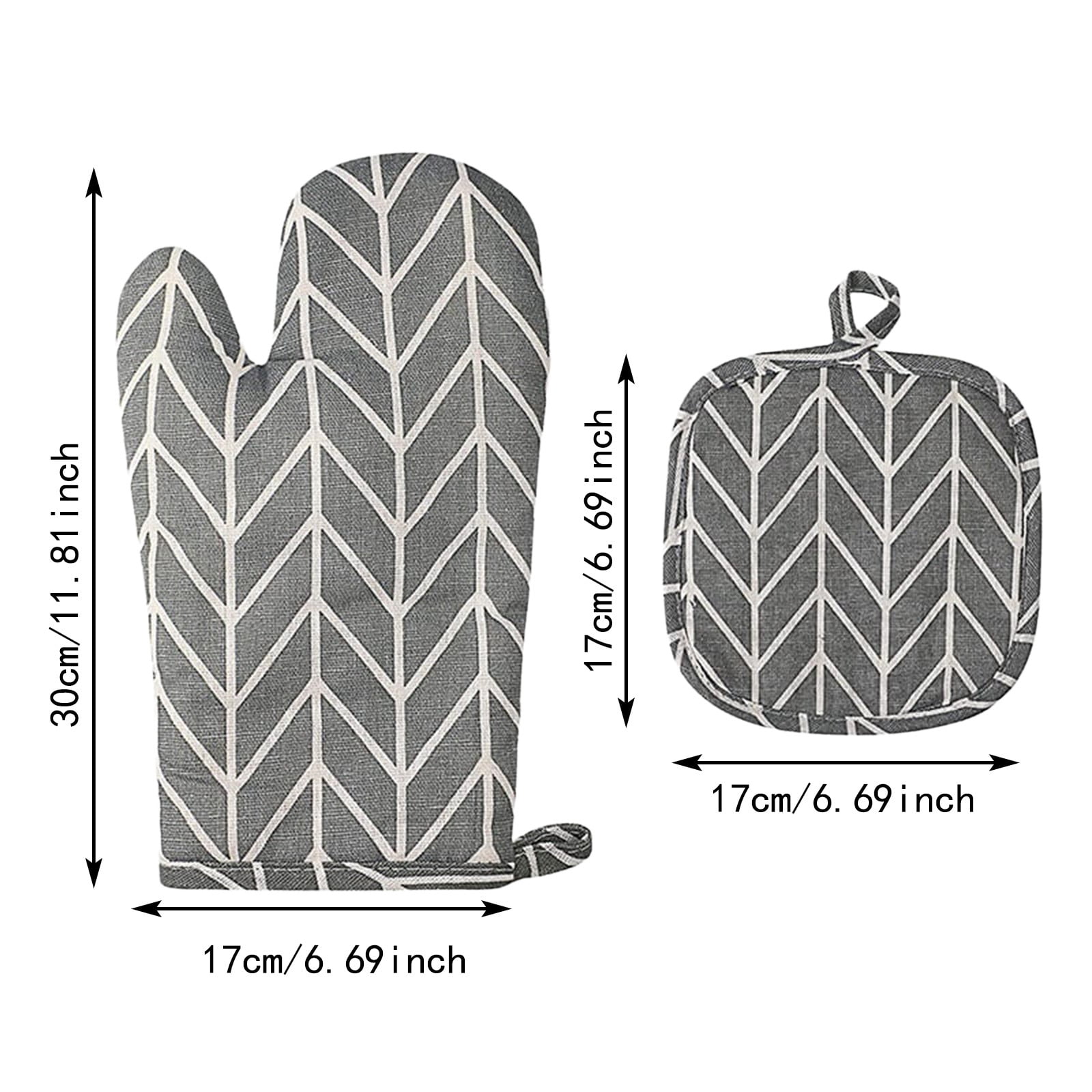 2 Pieces Oven Mitts and Grill Gloves, Non-Slip Cooking Gloves for Baking, Grilling and Everyday Kitchen Use, Grey — image 3