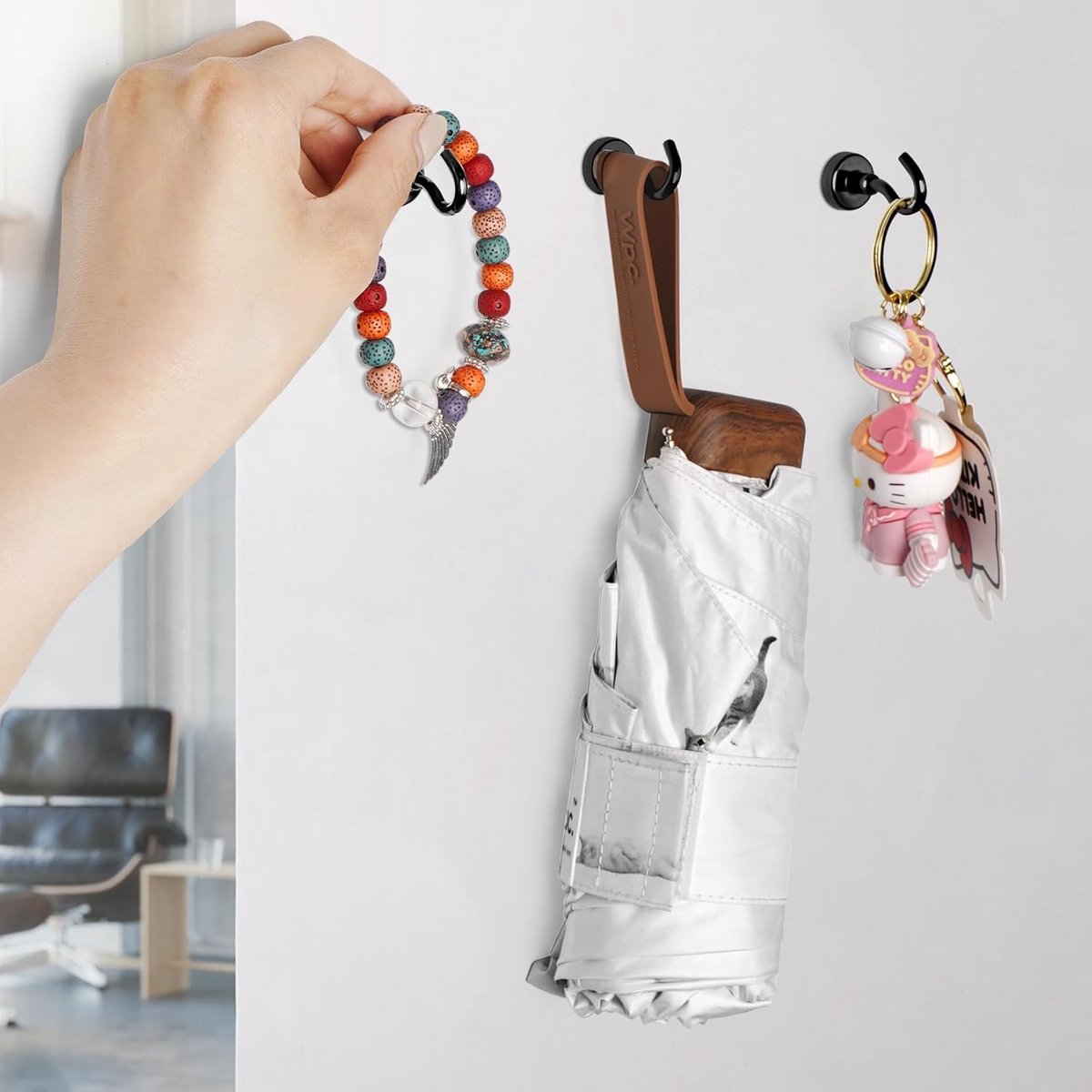 magnetic hook - 15 pieces for more than 5 kg - super strong pulling force - magnet with hook - heavy-duty magnetic hook for hanging, kitchen - black — image 5