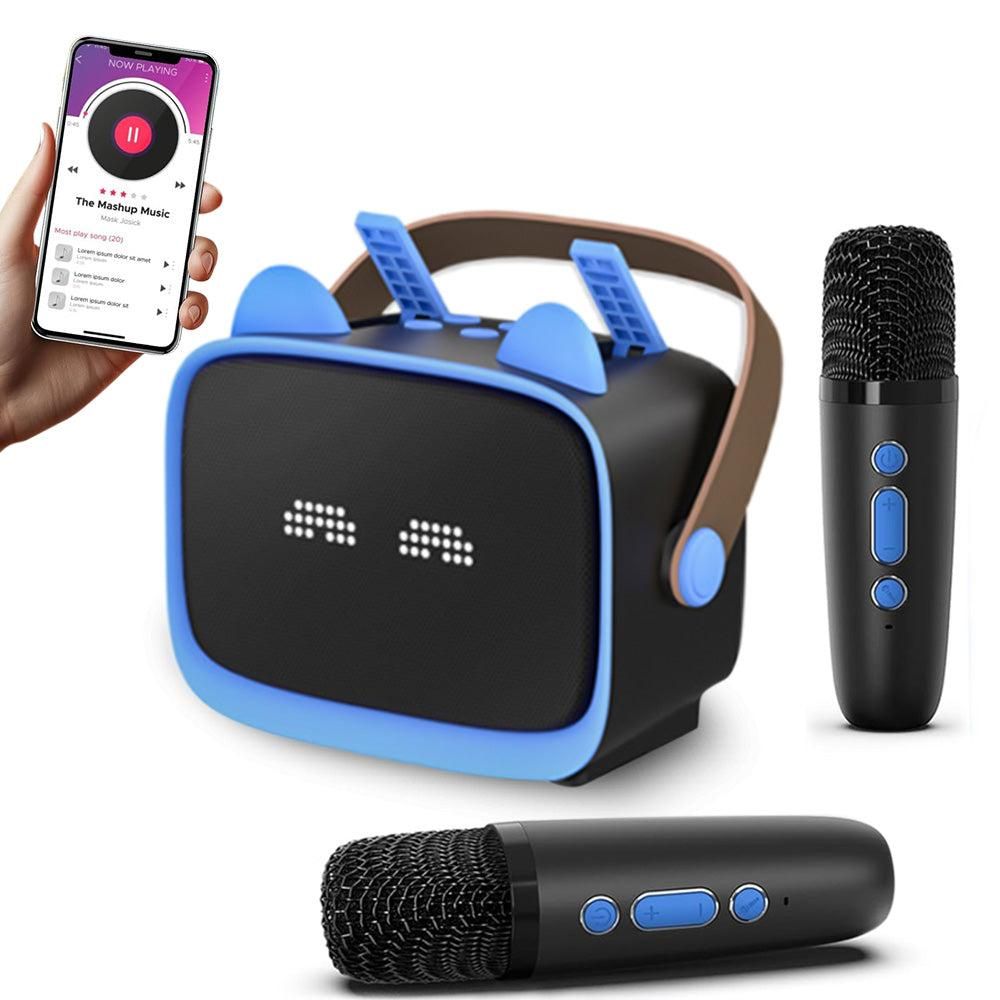 Mini Karaoke Machine - Portable MP3 Player with 2 Wireless Mics Toys & Gifts Blue
