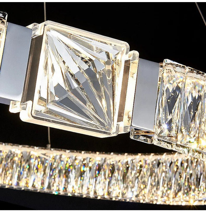 BAMDECOR C3319 Modern Linear Crystal Chandeliers Lighting Fixtures Contemporary Round Chandelier Lighting Fixtures Crystal Pendant Ceiling Lights(Gold-Oval — image 5