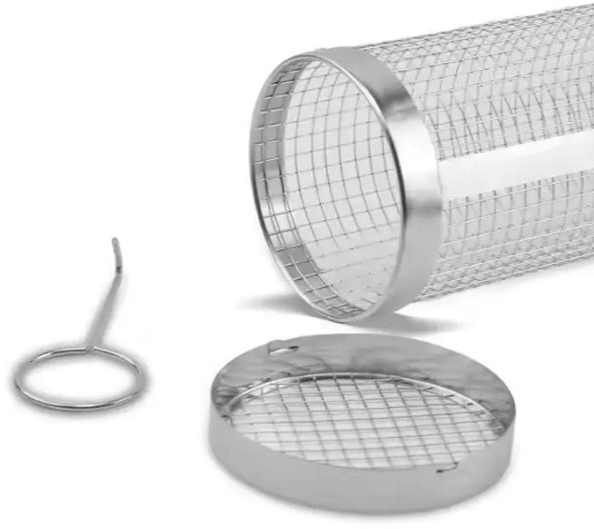 2 Pieces Stainless Steel 304 BBQ Grill Baskets, Cylindrical Mesh Barbecue Cages for Smokers, Kitchen and Outdoor Cooking — image 2