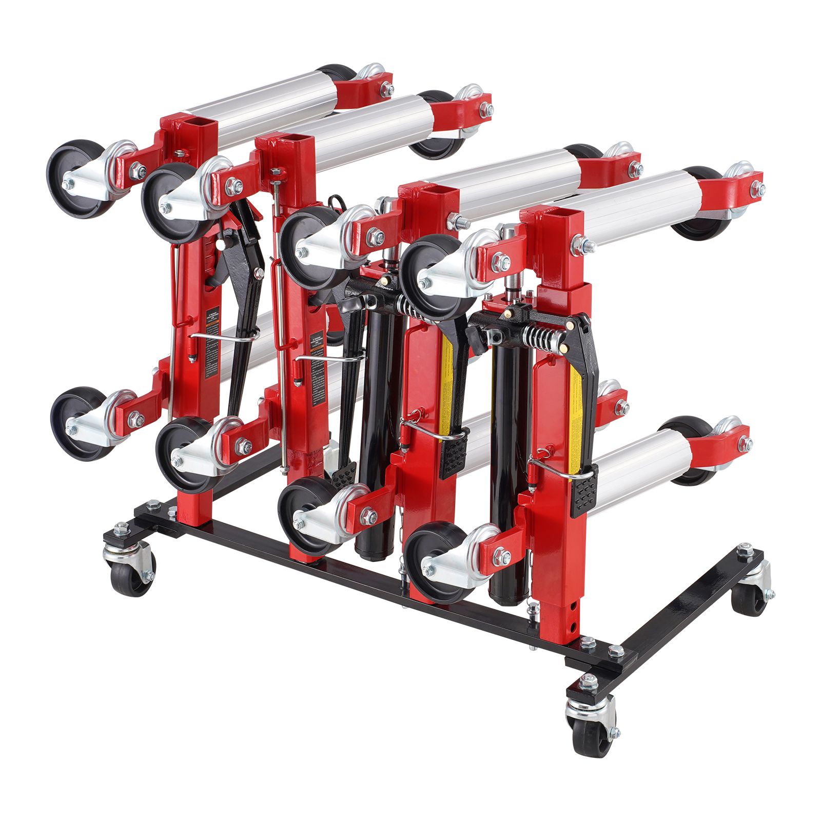 Car Dolly Rack, Storage Rack with 360° Rotatable Wheels, Hydraulic Ratchet Trolley Jack Stand Organizer, Jack Stands Holder Storage Rack, 4-Dolly Capacity