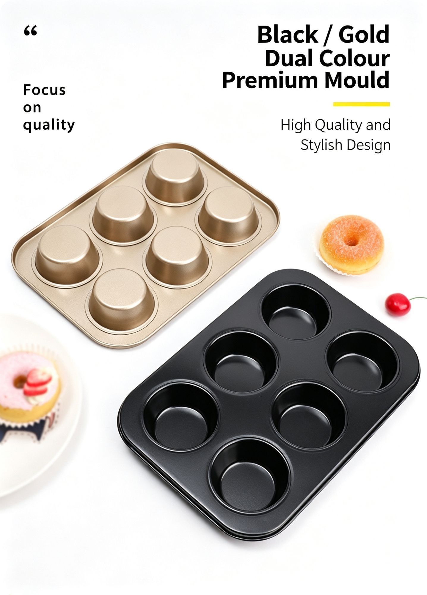 Non-Stick Mini Muffin Baking Tray, Household Cake Baking Mould For Oven Use, Gold Mini 12-Cup Pan, Premium Home Baking Accessory ā image 5