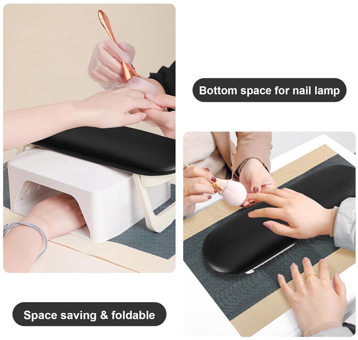 Nail Armrest - foldable - Nail Stylist Armrest - PU leather nail hand rest - with table mat - for nail technology - Nail Cushion - nail hand cushion for — image 6