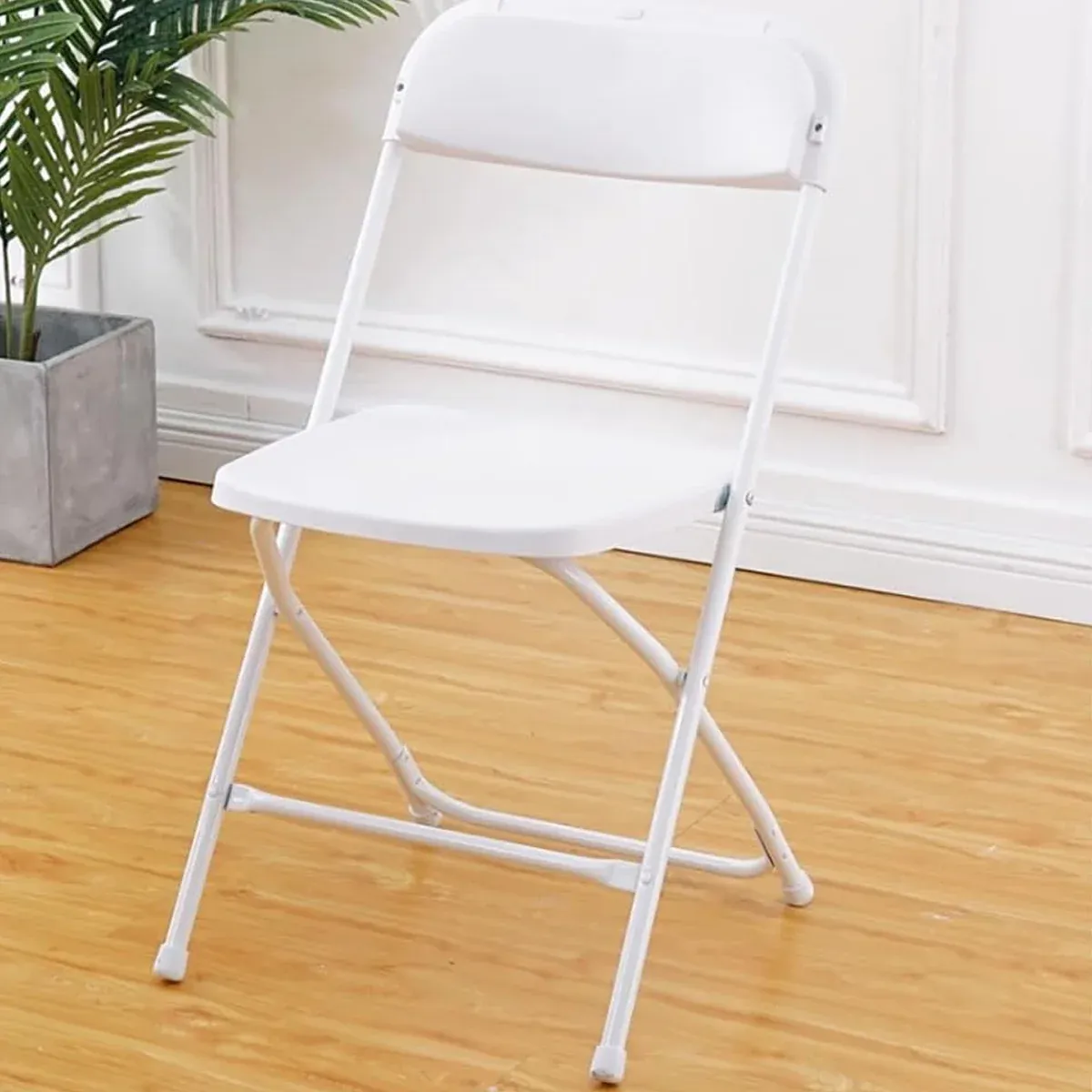 Plastic Folding Chair Office Meeting Chair Staff Training Leisure Chair - White — image 6