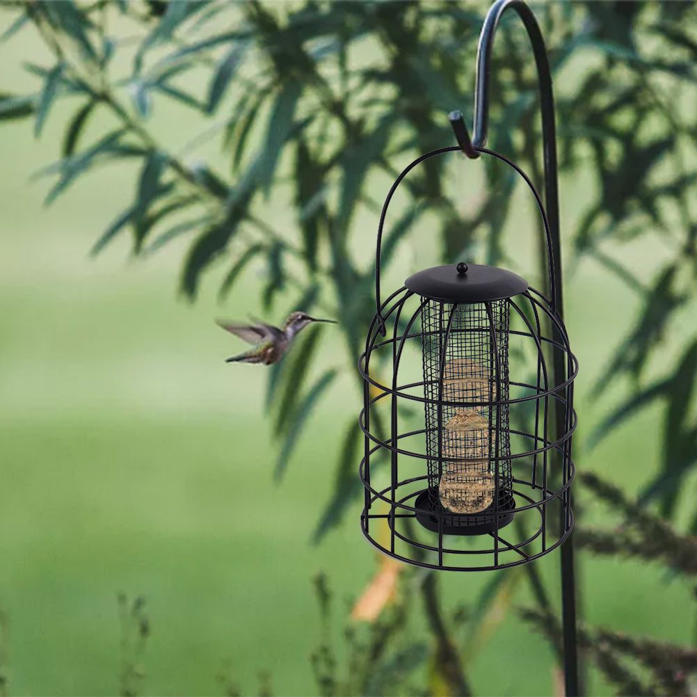Iron Cage Bird Feeder Metal Bird Food Dispenser Hanging Feeding Column — image 6