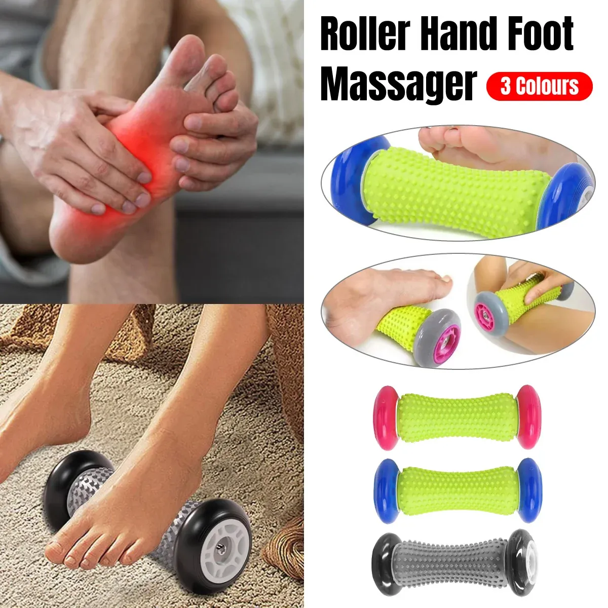 Foot Massage Roller Muscle Relaxation Arch Care Yoga Fitness Tool - Pink โ image 2