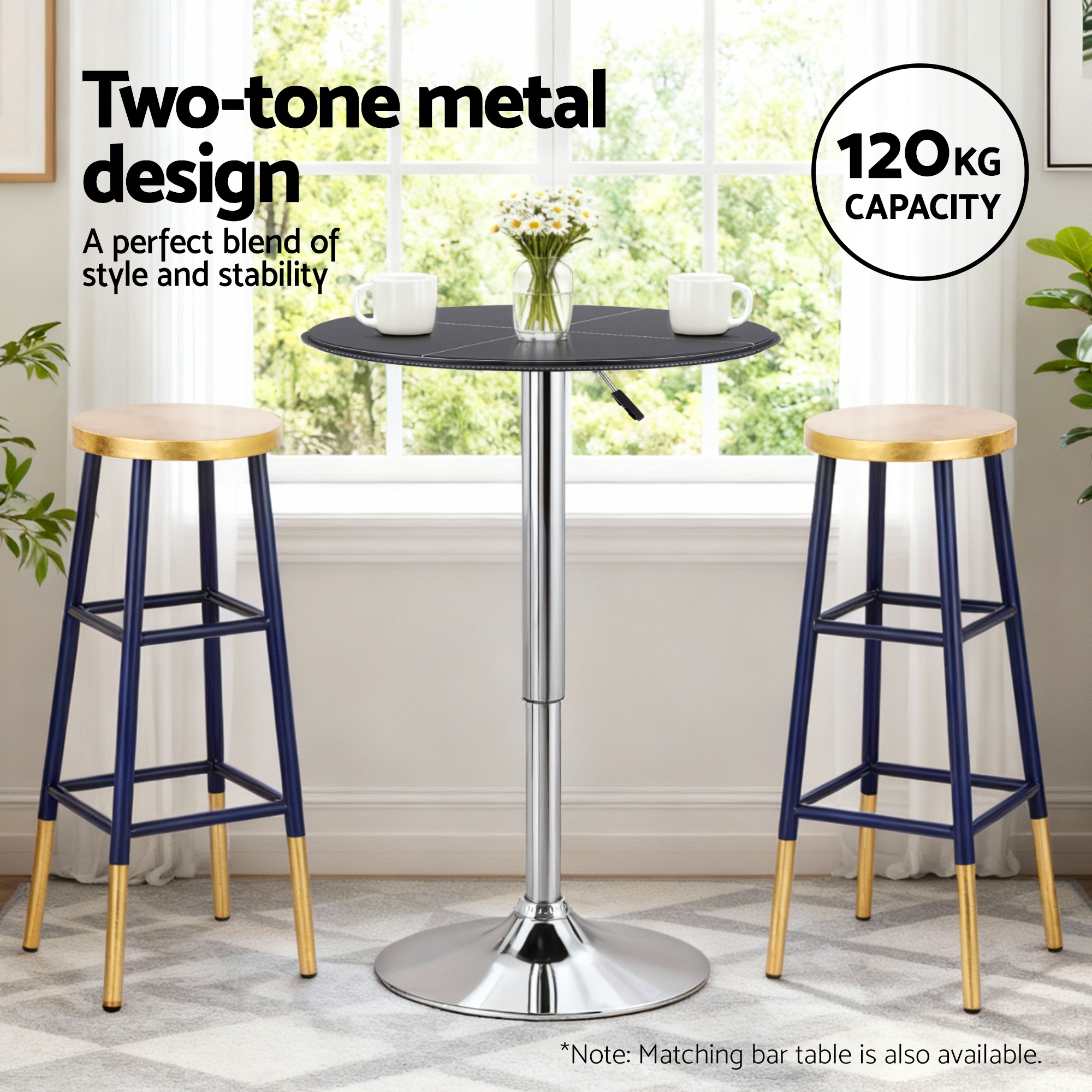 Artiss Bar Stools Metal Gold Navy — image 4