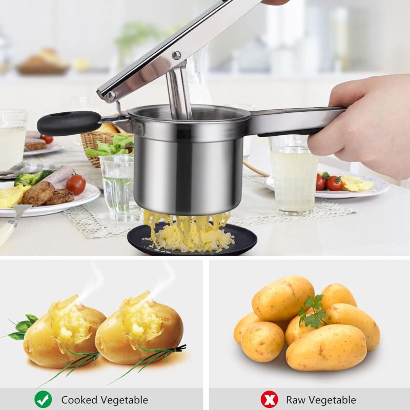 Potato Masher, Manual Potato Masher With 3 Interchangeable Discs, Professional Stainless Steel Manual Masher, Ideal For — image 4