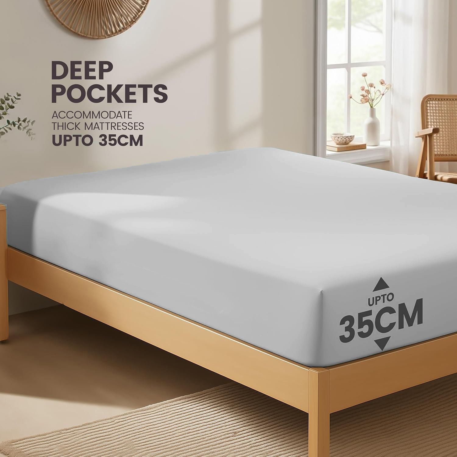 Hotel Quality Fitted Sheet - 1 Piece Fitted Sheet -Breathable Bedding - Wrinkle, Fade, Stain Resistant- 16inch/40cm Deep Pocket Fitted Bed Sheet-Wrinkle and — image 4