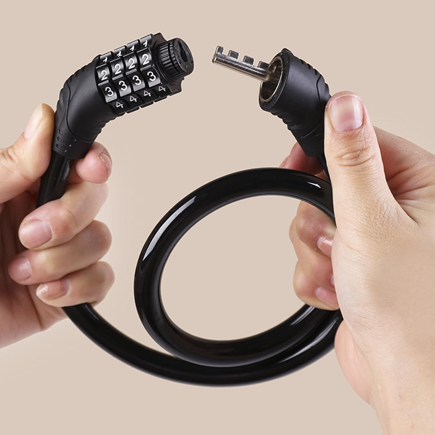 2 PACK Bike Locks Cable,Anti Theft Bicycle Lock Chain,4 Digit Security Resettable Bike Combination Lock Self Coiling Combination Cable Combo Bike Locks Without — image 4