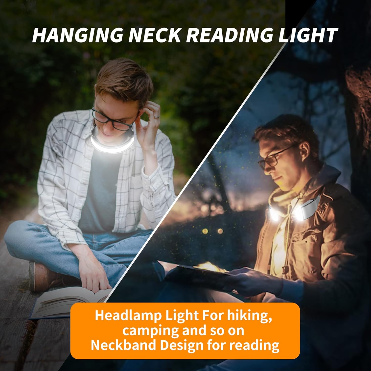 Rechargeable COB LED Headlamp with 230 Degree Wide Beam, Waterproof Adjustable Strap for Running, Camping and Night Walking, Black — image 2