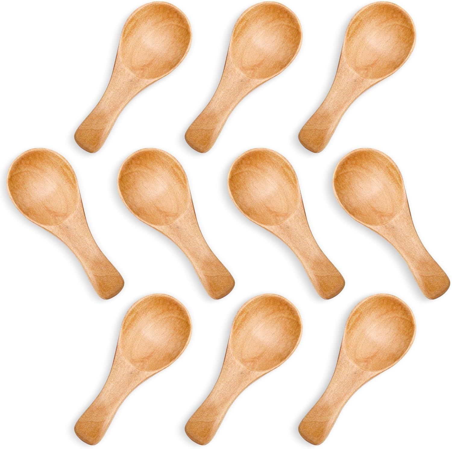 10PCS Small Wooden Spoons, 3 Inch Small Spoons for Spice Jars, Salt, Grains, Sugar, Coffee, Honey, Dessert, Tea, Mini Wooden Teaspoons for Kitchen, Ideal Gifts