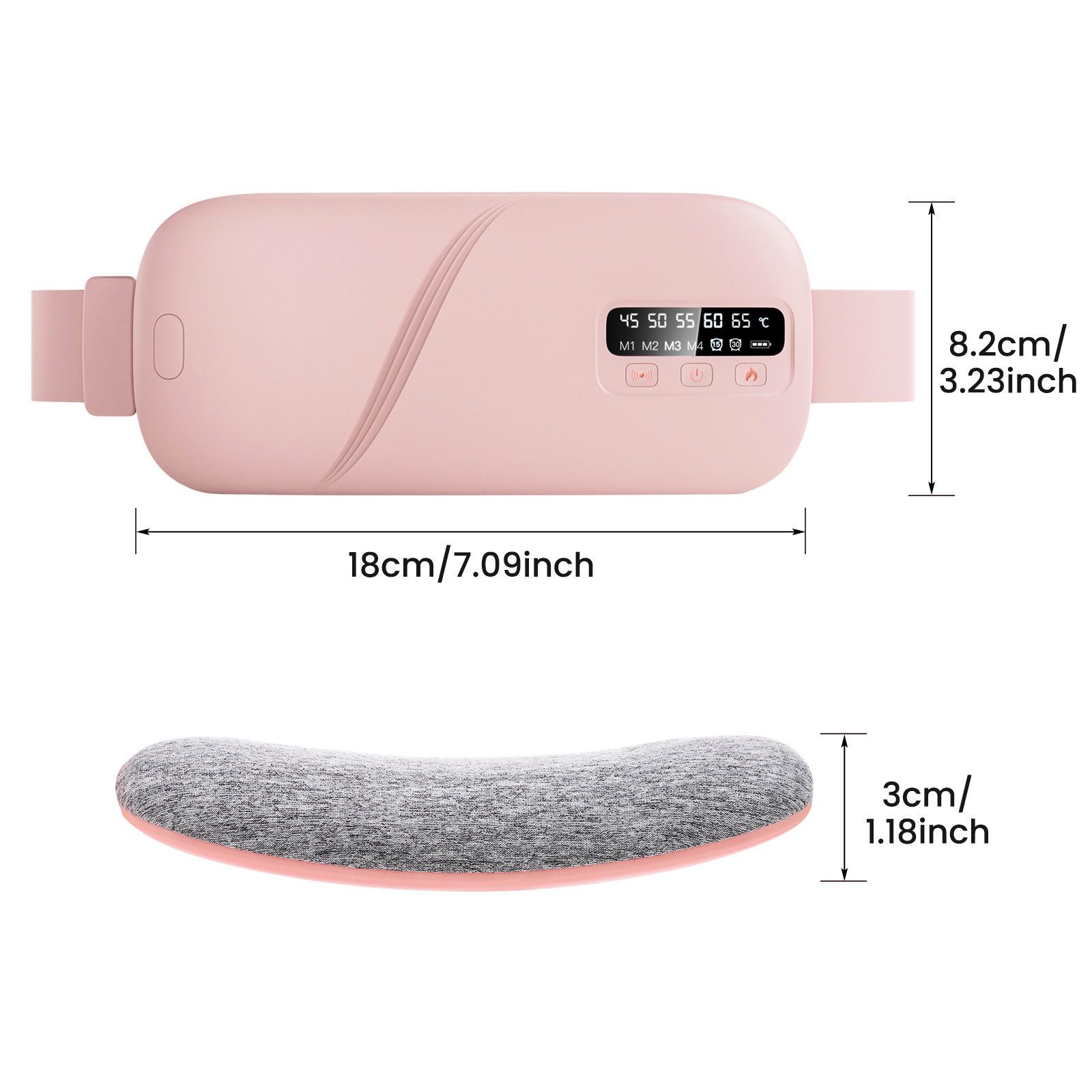 Portable Cordless Heating Pad for Cramps, 5 Heat Levels and 4 Massage Modes, A Temp Control, Belly and Back Heating Pad, Gifts for Women and Girls (Pink) โ image 5