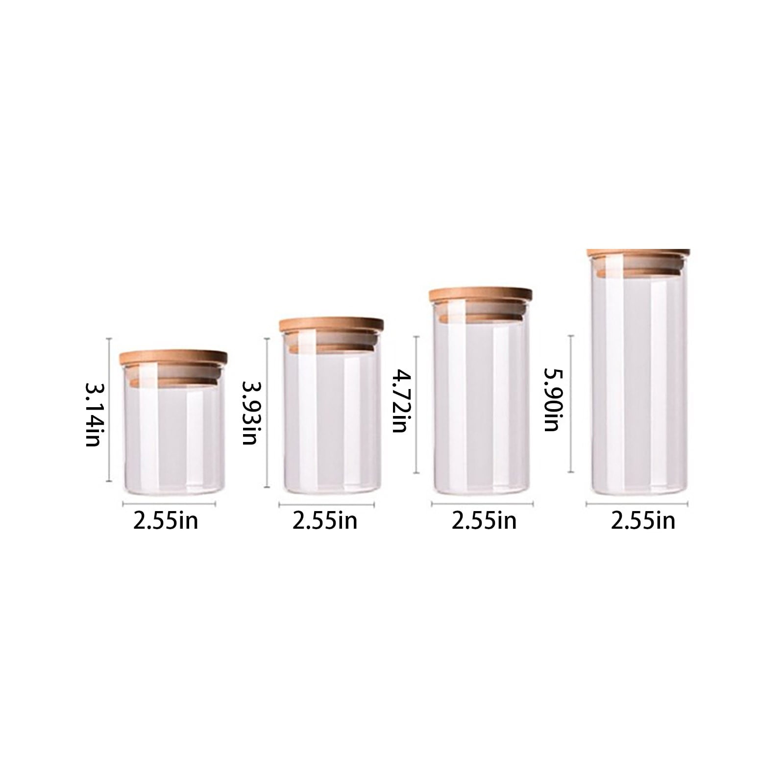 1 Piece Glass Jar with Lid Airtight, Food Storage Container, Bamboo Large Canisters, Hold Beans Candy Nuts Sugar, Transparent, 6.5 × 8 cm — image 2