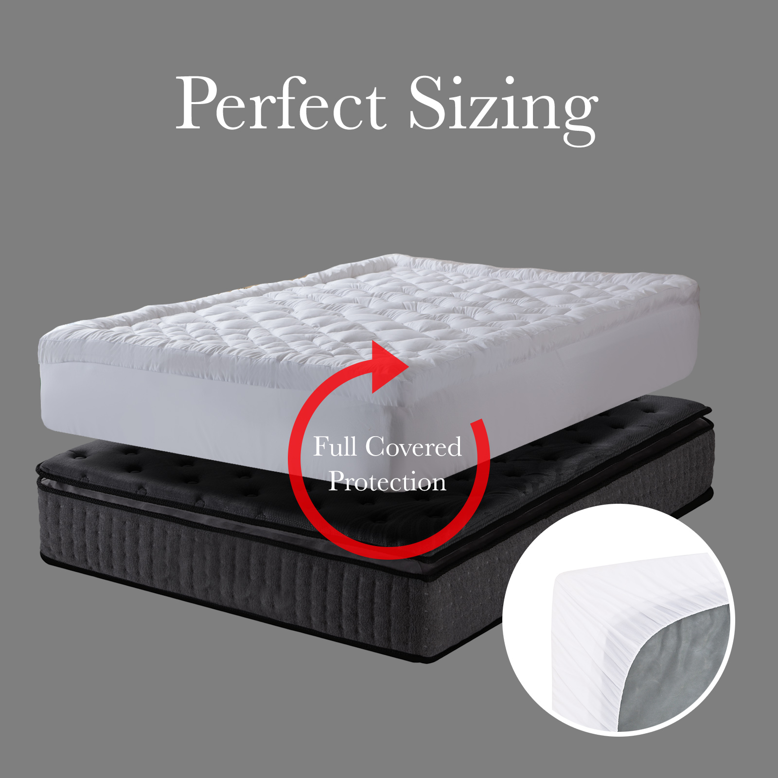 Royal Comfort 1200GSM Deluxe 7-Zone Mattress Topper Luxury Gusset Breathable - Single - White — image 6