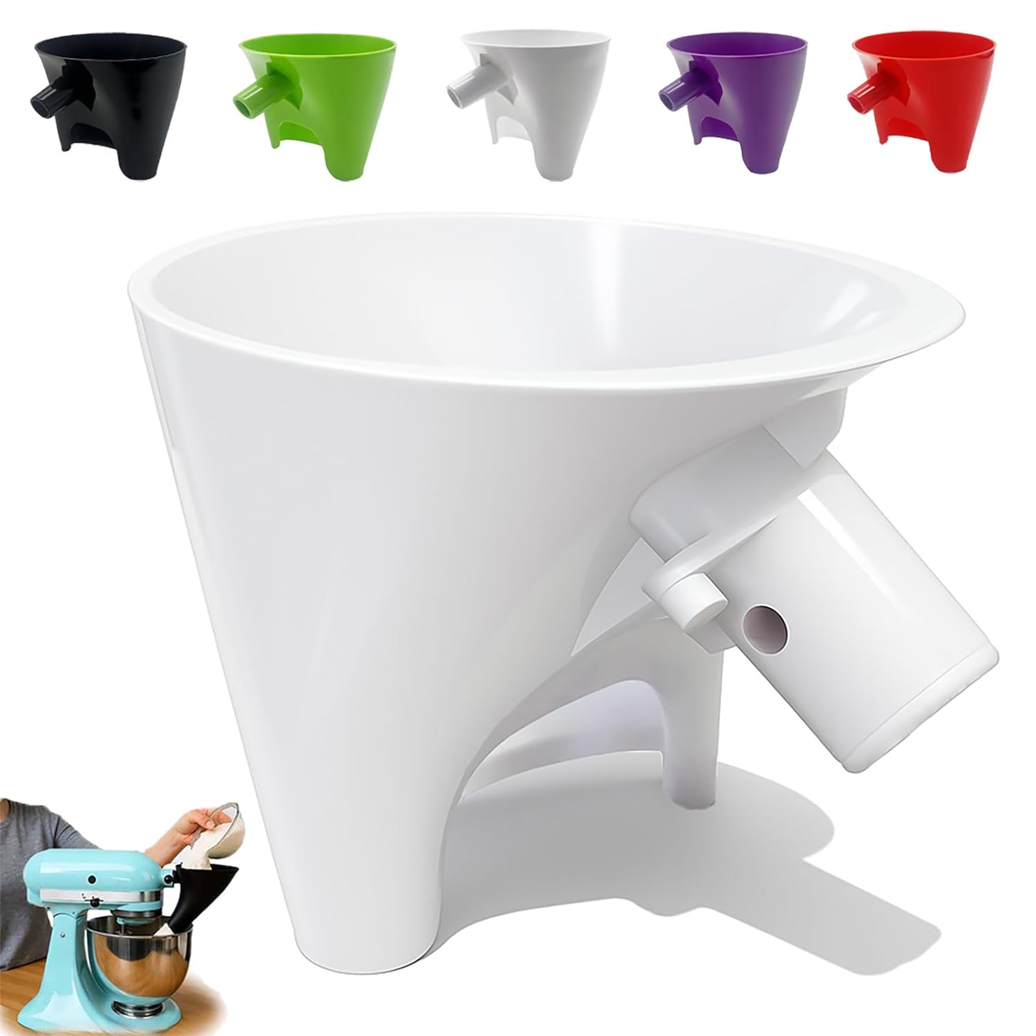 Funnel for Kitchen Aid Mixer, Kitchen Aid Accessories and Attachments, Pouring Chute for Kitchid Mixer, Fits Tilt-Head 4.5–5 Qt (KSM150), Durable