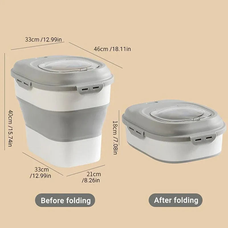 Large Capacity Pet Food Storage Box Foldable Design with Seal Lid - Grey — image 4
