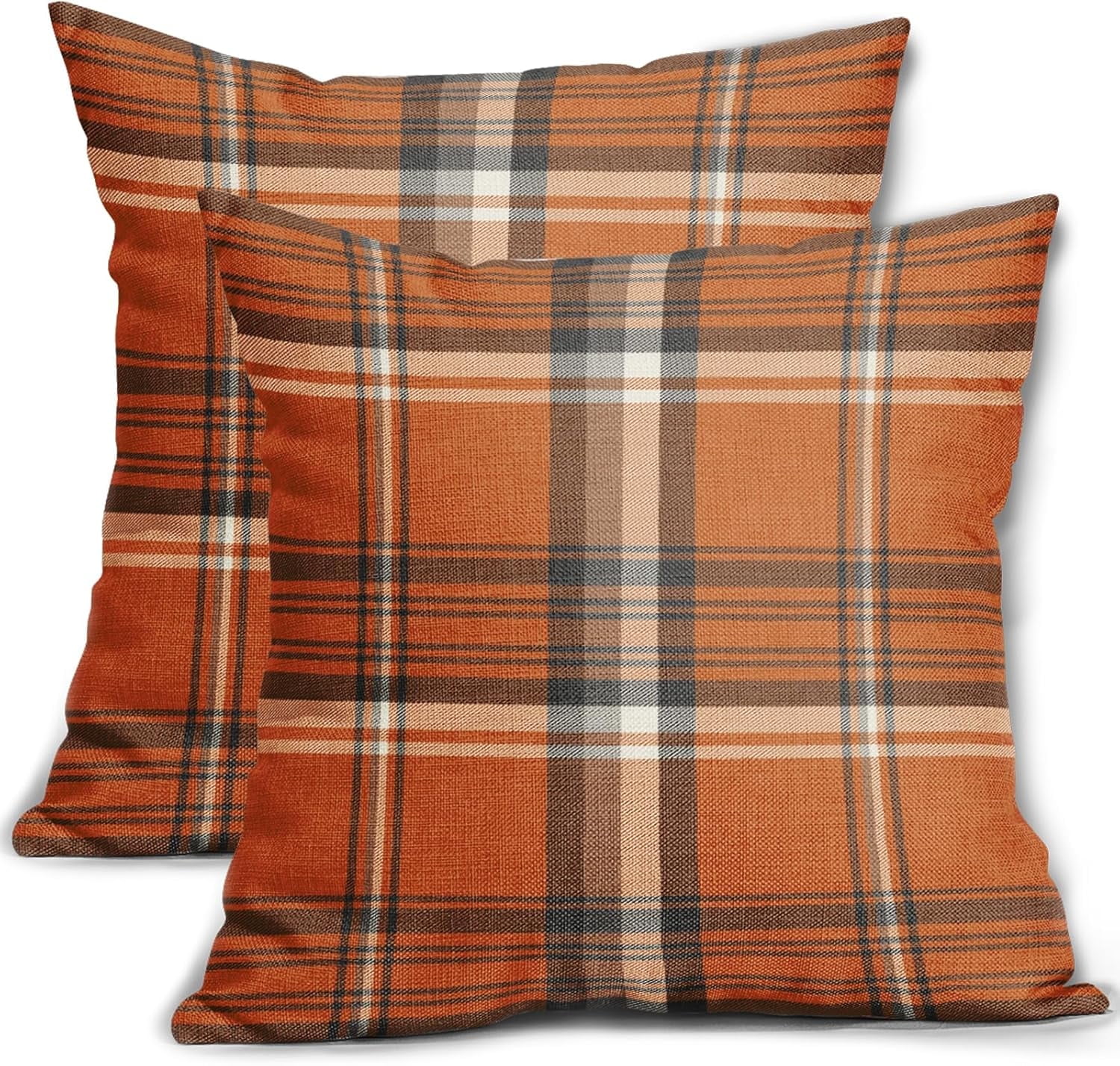 2 Pack Fall Plaid Pillow Covers, Buffalo Tartan Decorative Cushion Cases for Couch, Sofa and Bed, 18 × 18, Black White