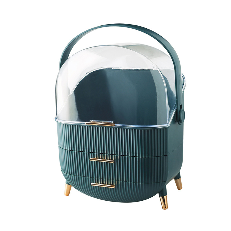 Dark Green Multifunctional Makeup Organizer with Large Capacity and Transparent Design(Makeup is a prop for shooting and is not included) โ image 3