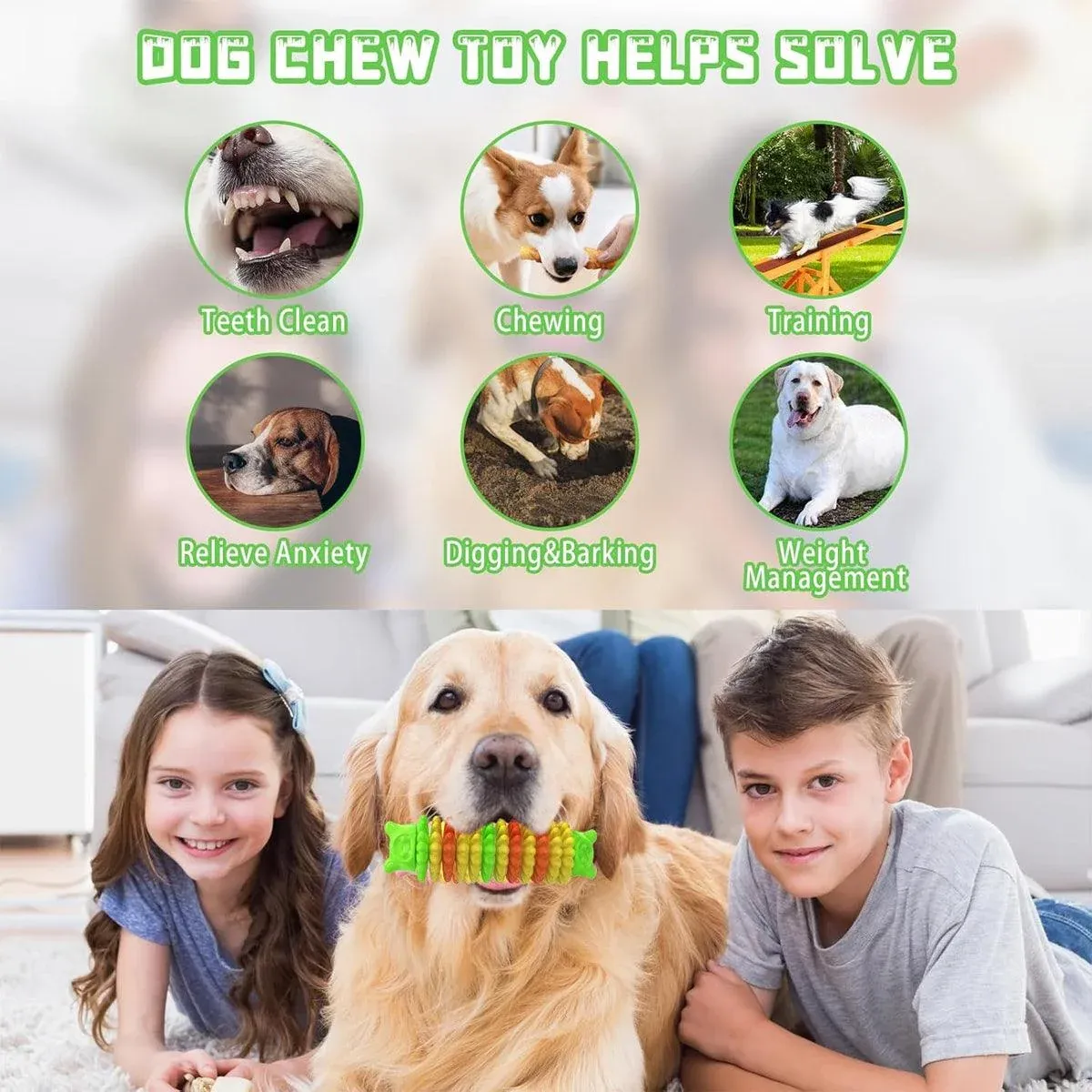 Bear Head Dog Chew Toys for Teething and Fun Caterpillar Pet Toys for Dogs - Lake Blue โ image 6