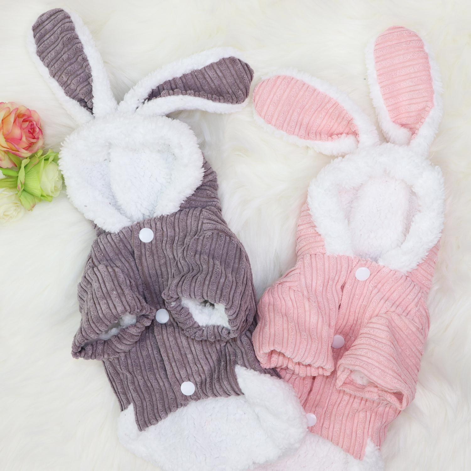 Pet Coat Rabbit Ear Cotton Qichong Small Dog Darling Rabbit Pink L โ image 3