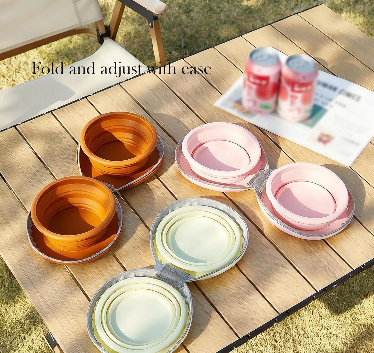 Dog Food Bowl - Foldable Dog Food Bowl - Outdoor Pet Food Bowl - 2-in-1 Dog Food Bowl - with Zippered Storage Bag and Carabiner - Suitable for Travel, Hiking — image 4
