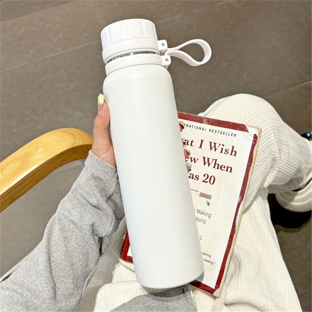 Insulated Water Bottle 30oz Stainless Steel for School and Travel Spout Lid Prevents Leaks, Sweat, and Dust (White) — image 4