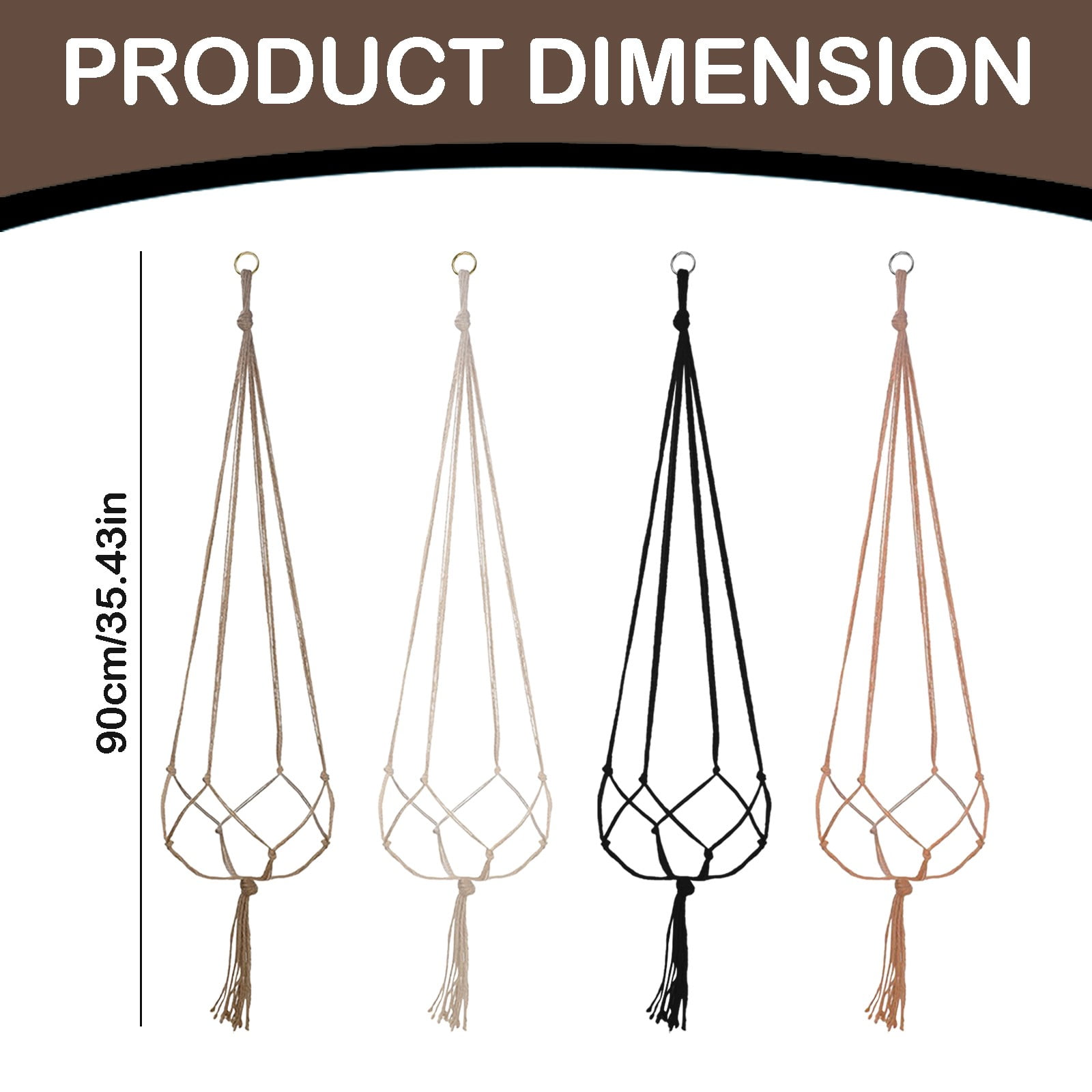 Plant Hanger Flower Pot Plant Holder for Indoor Outdoor Decorations,Indoor Hanging Planter Holder, Hanging Baskets for Plant, 1X Hanging Basket Net Bag Brown — image 3