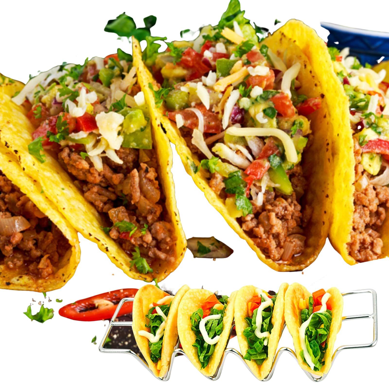 3-Piece Stainless Steel Holder Stand Set - Holds 12 Tacos Total - Perfect for Taco Tuesdays, Oven & Grill Safe Trays — image 5