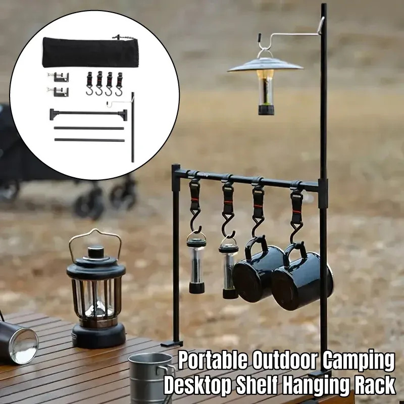 Outdoor Camping Hanging Rack Desktop Shelf Table Side Storage Camping Organizer