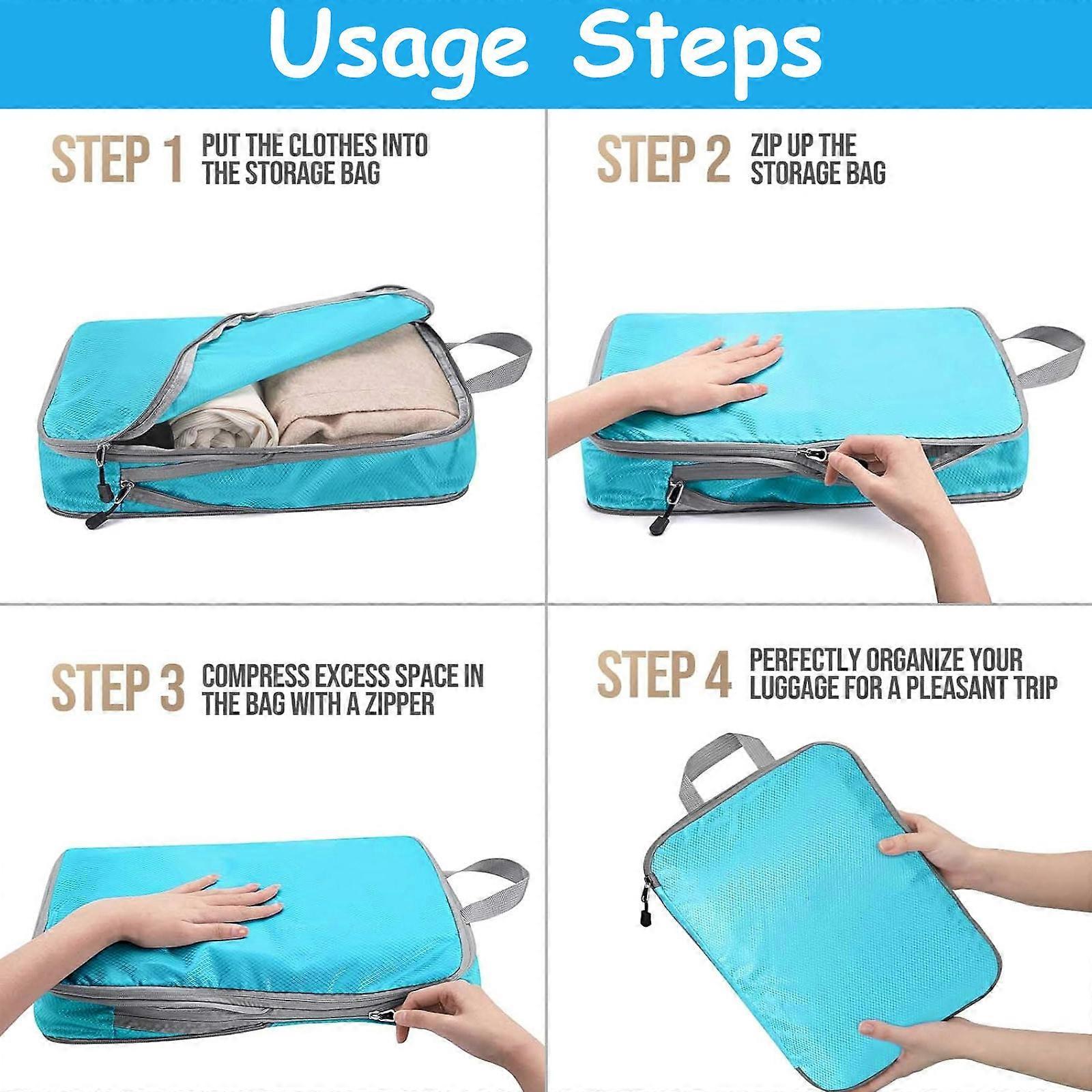 4pcs Compression Packing Cubes with Zipper Travel Luggage Organizer Set — image 2