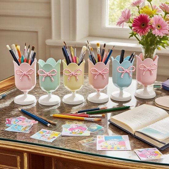 Tulip-shaped pen holder - pen rack - creative desk decoration - refined (Blue) — image 3