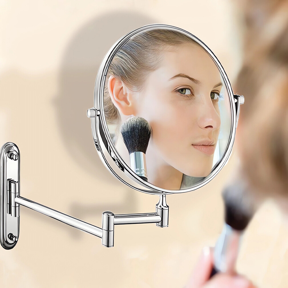 Bath Mirror 5X Magnification Wall Mounted Adjustable Makeup Mirror Arm Extend — image 2