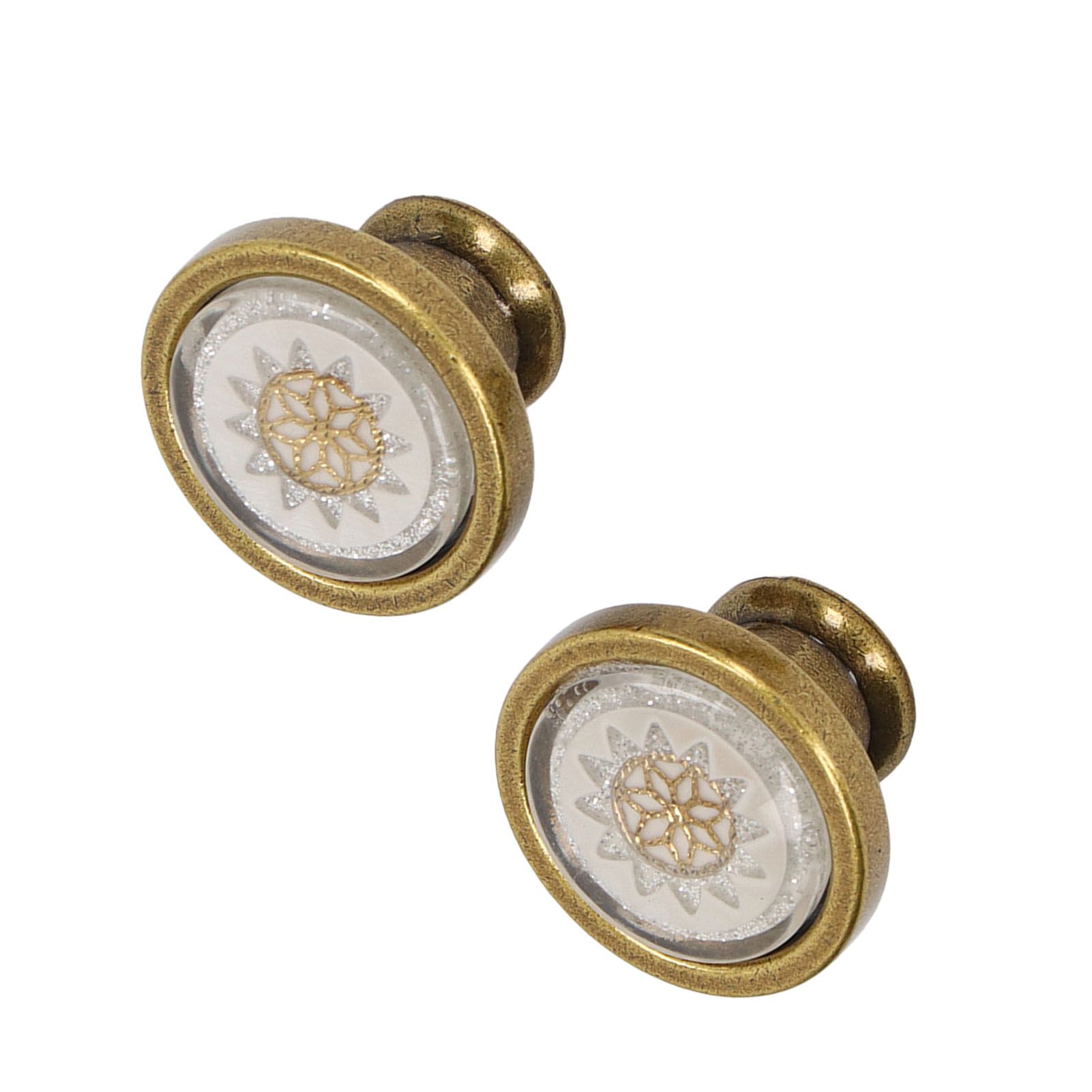 2 Sets Antique Furniture Hardware Handle Knob Zinc Alloy Round Single Hole Cabinet Door Handle Copper White — image 4