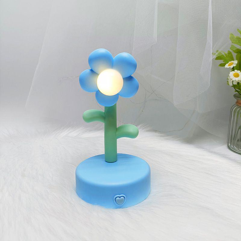 Table Lamp Cute Flower Night Light Portable Desk Lamp Decorative for Office Dorm Decor Blue โ image 5