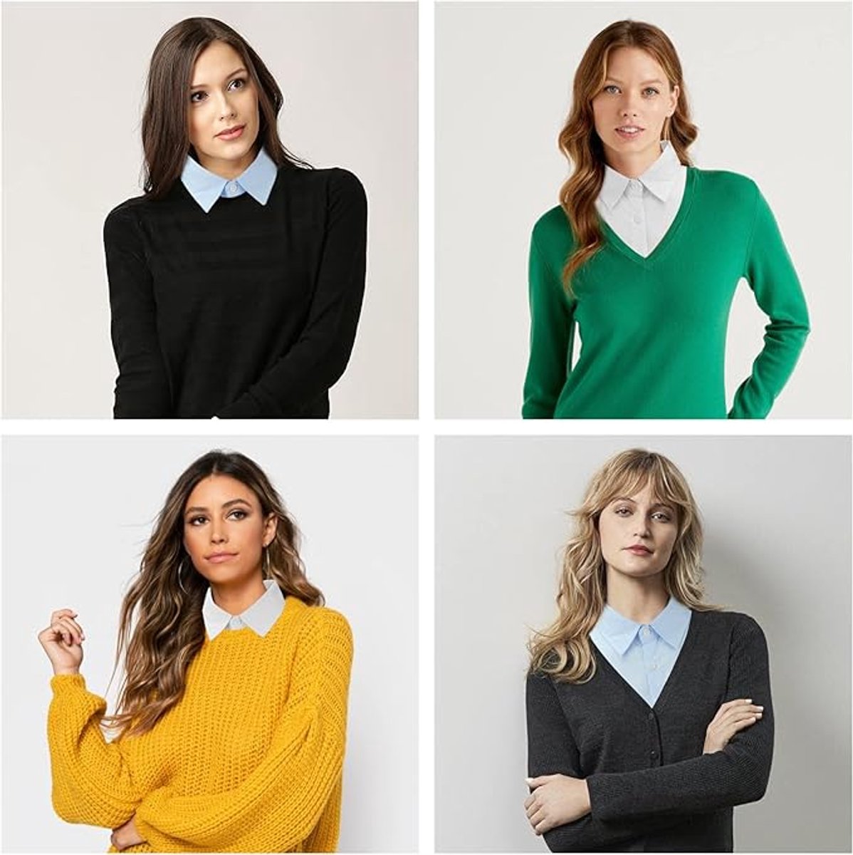 Set of 2 Women's Shirt Collars - Detachable Pointed Collar Basic - Collars for Women - Detachable Women's Collars to Wear Undergarments - Shirt Collar - Faux — image 3