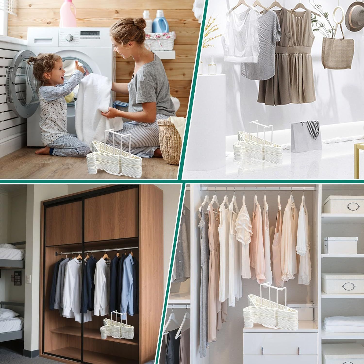 Hanger Stacker Organizer Stand, White Portable Hanger Holder Laundry Room Organization Hanger Rack Storage — image 6