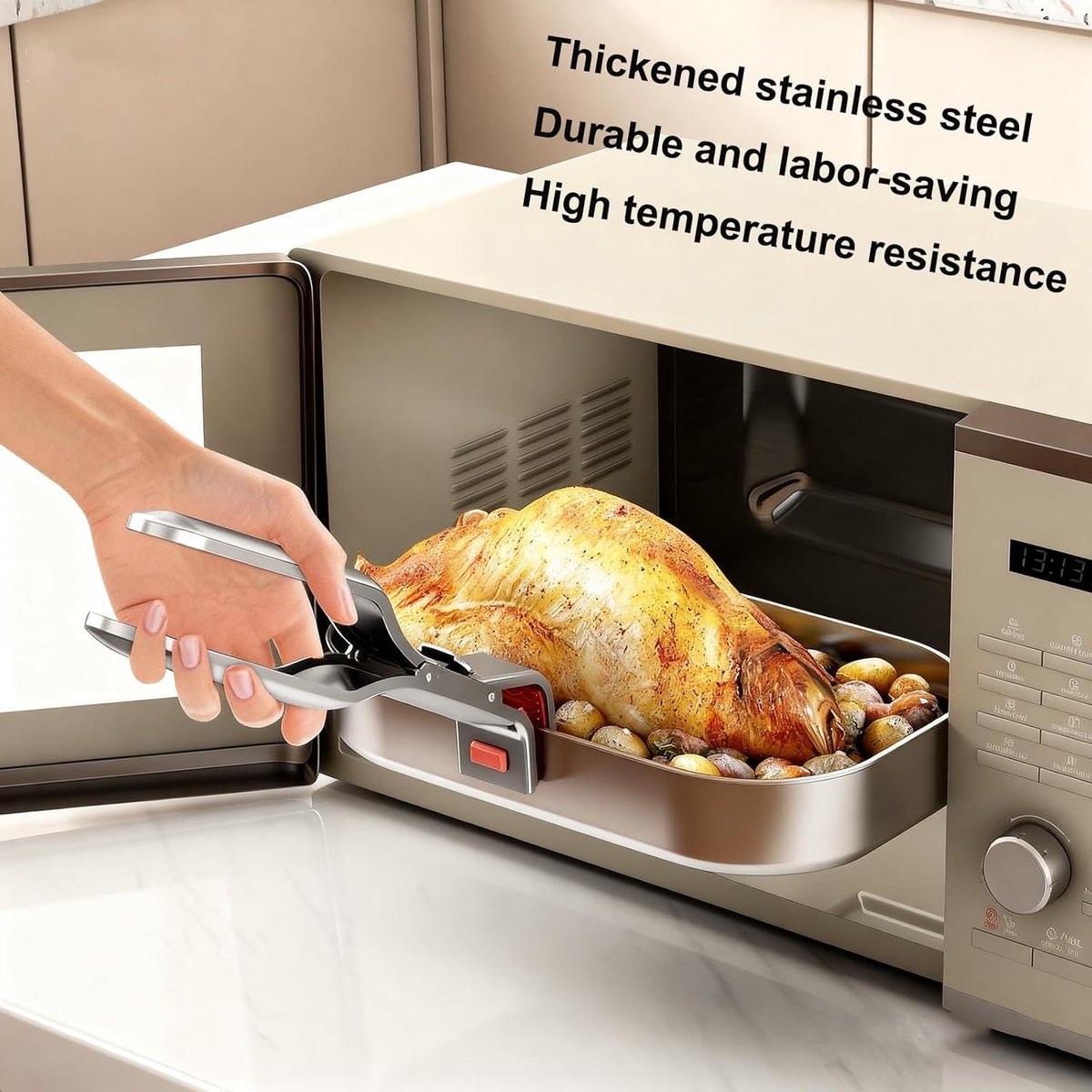 Barbecue Tongs - Anti-Scorch Clamps - Pack of 2 - Stainless Steel Anti-Scorch Clamps - Use to remove hot plates, bowls, pizza pans, etc. with food from — image 3