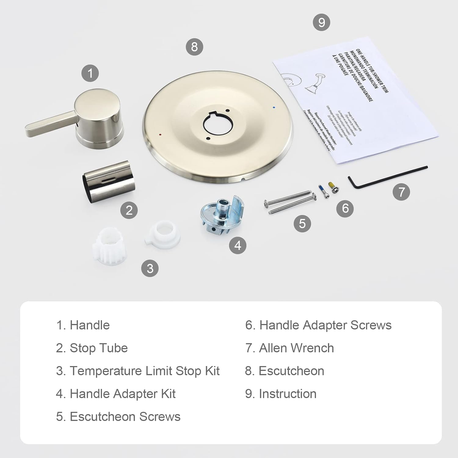 Shower and Tub Trim Kit, Compatible with Moen Posi-Temp Valve, Brushed Nickel — image 5