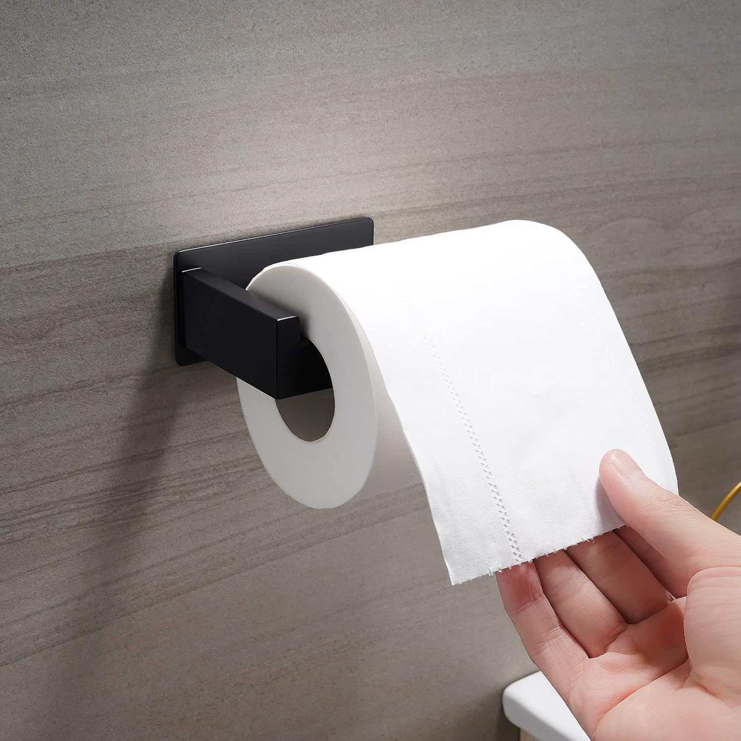 Toilet Paper Holder, Adhesive Toilet Paper Roll Holder, SUS304 Stainless Steel Rustproof Wall for Bathroom, Kitchen and Washroom, Black — image 2
